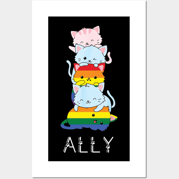 Pride Ally Cat /pride allyship Wall Art by Wine4ndMilk